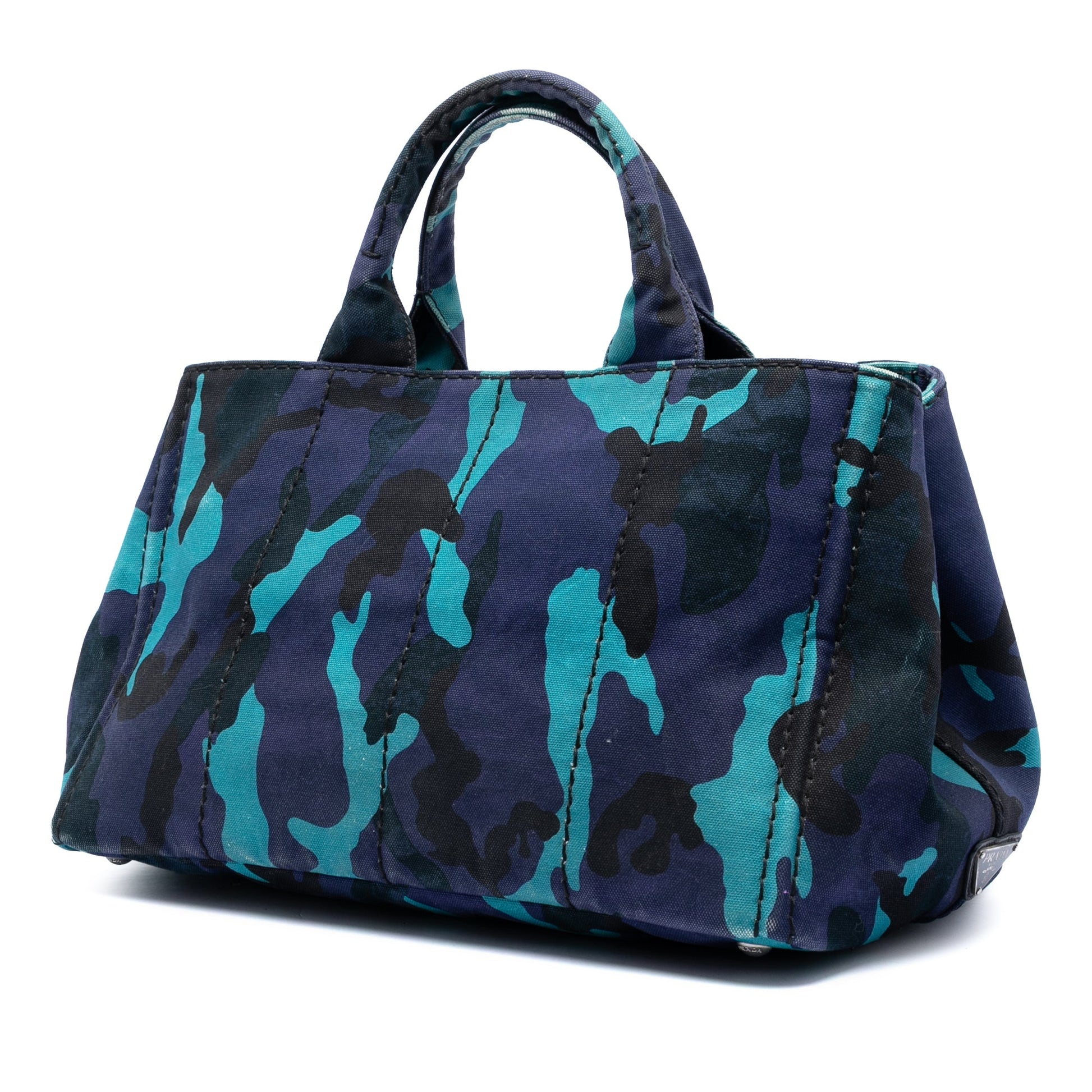 Prada Canvas Canapa Logo Camouflage Satchel