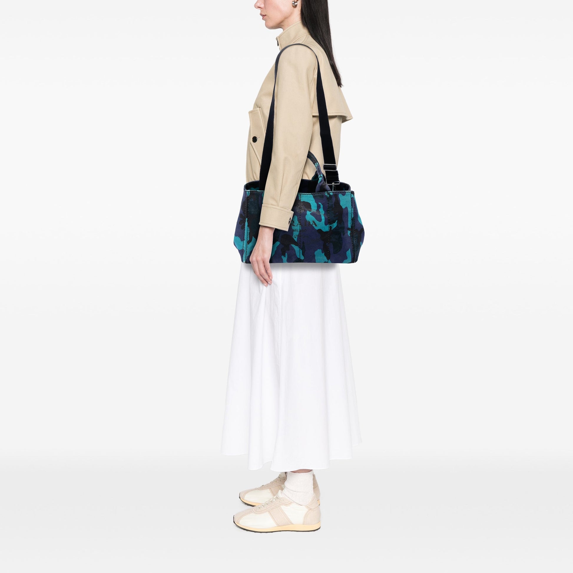 Prada Canvas Canapa Logo Camouflage Satchel