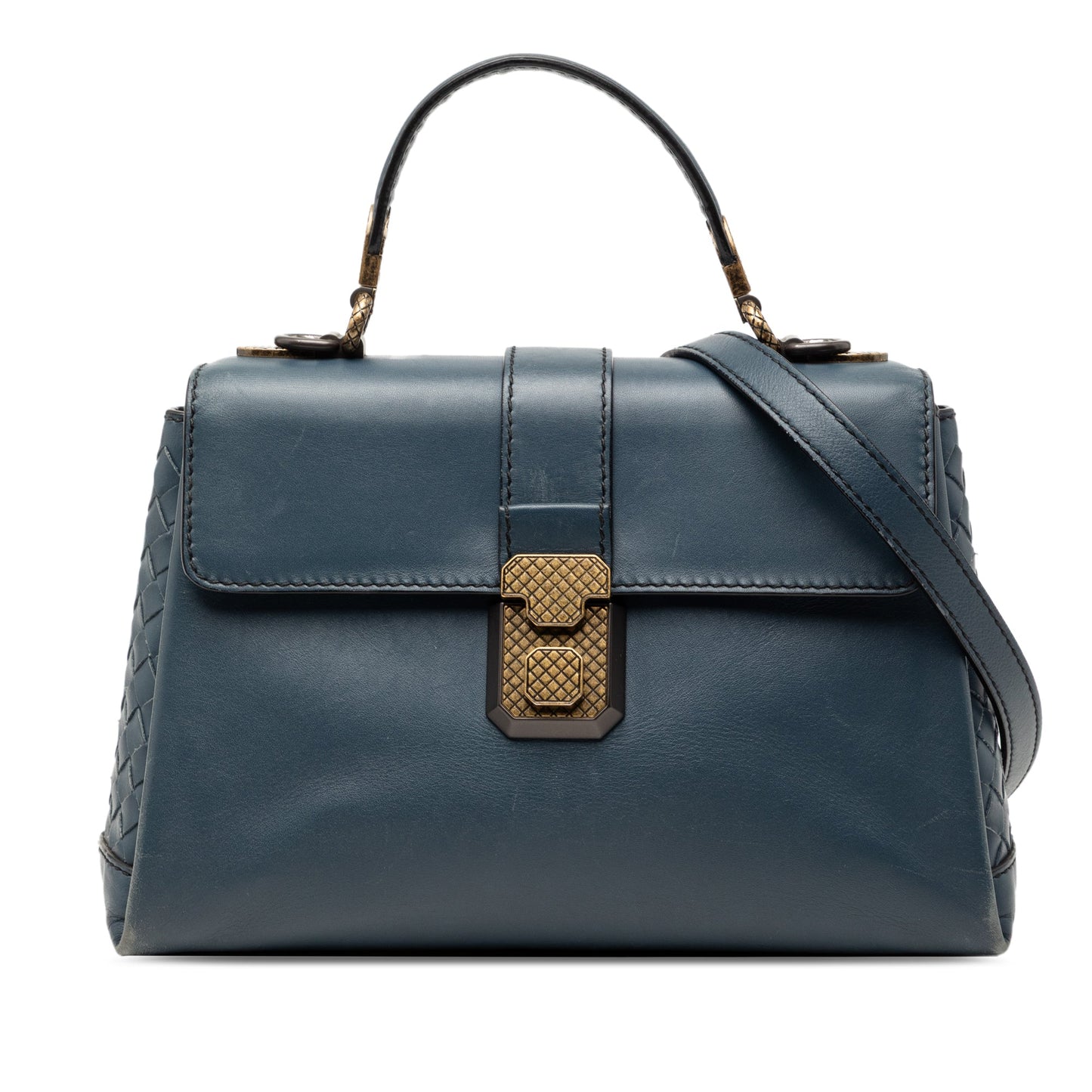 Bottega Veneta Small Intrecciato Trimmed Nappa Piazza Top Handle Satchel