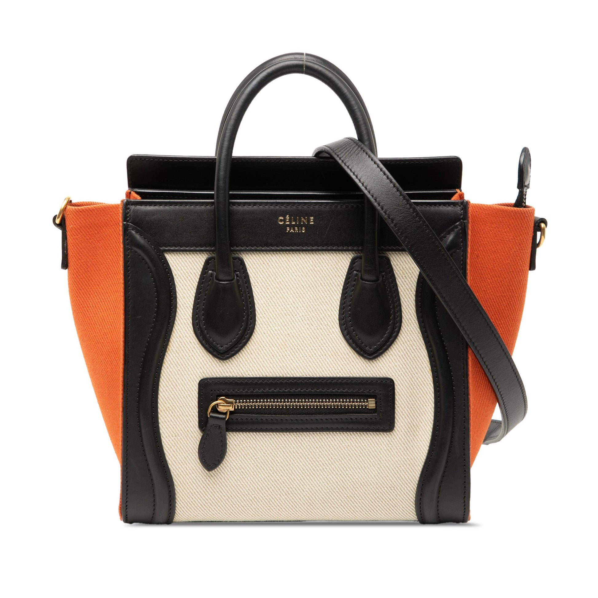 Celine Nano Tricolor Canvas and Leather Luggage Tote
