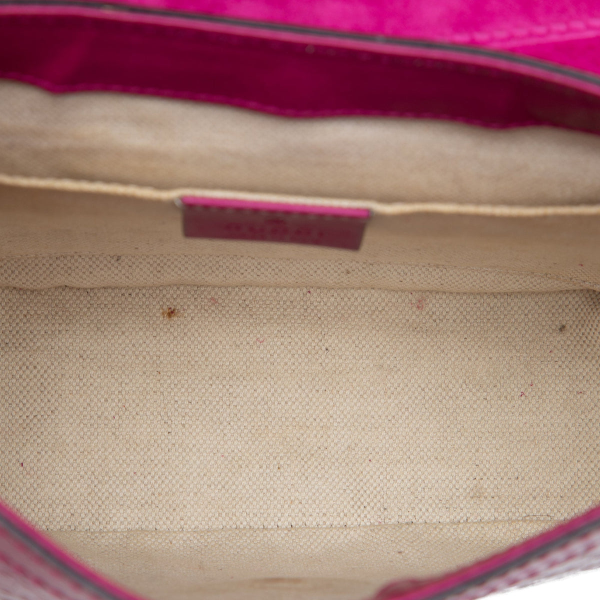 Gucci Small Microguccissima Patent Stirrup Crossbody — Pink