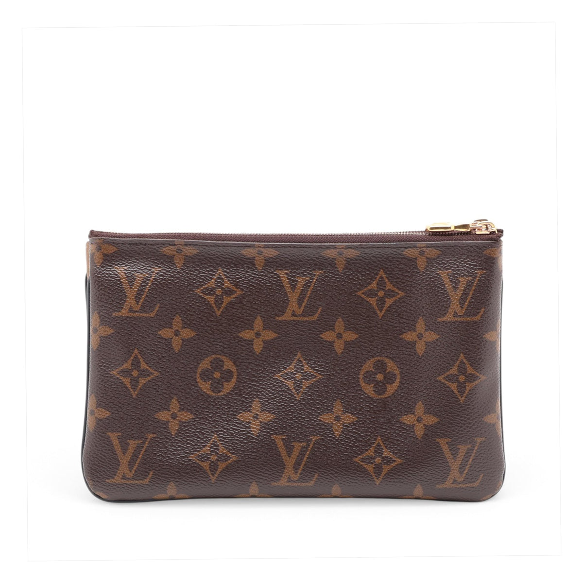 Louis Vuitton Monogram Giant Reverse Double Zip Pochette — Brown
