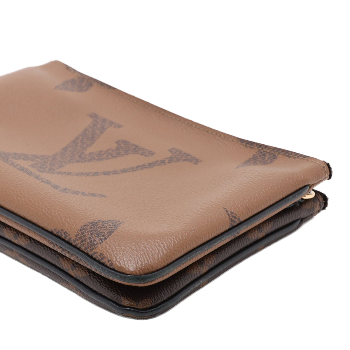 Louis Vuitton Monogram Giant Reverse Double Zip Pochette — Brown