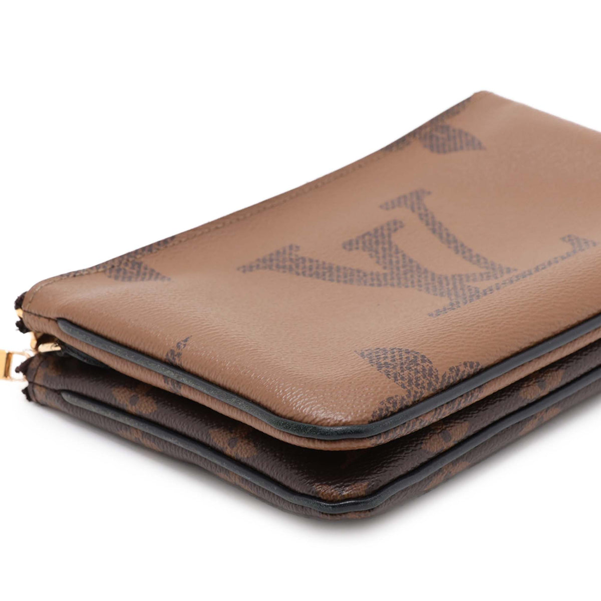 Louis Vuitton Monogram Giant Reverse Double Zip Pochette — Brown