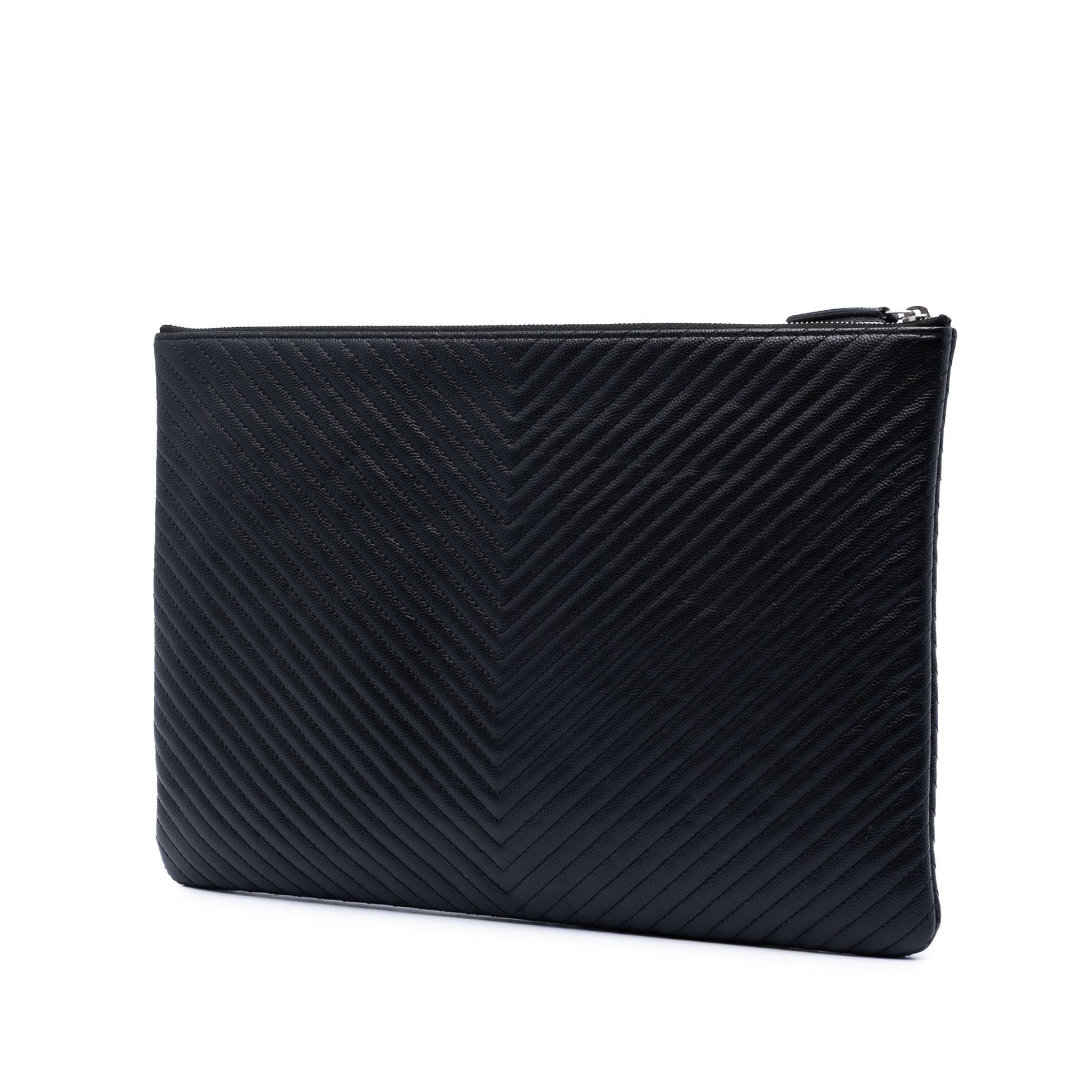 Chanel Large Chevron Caviar O Case Clutch