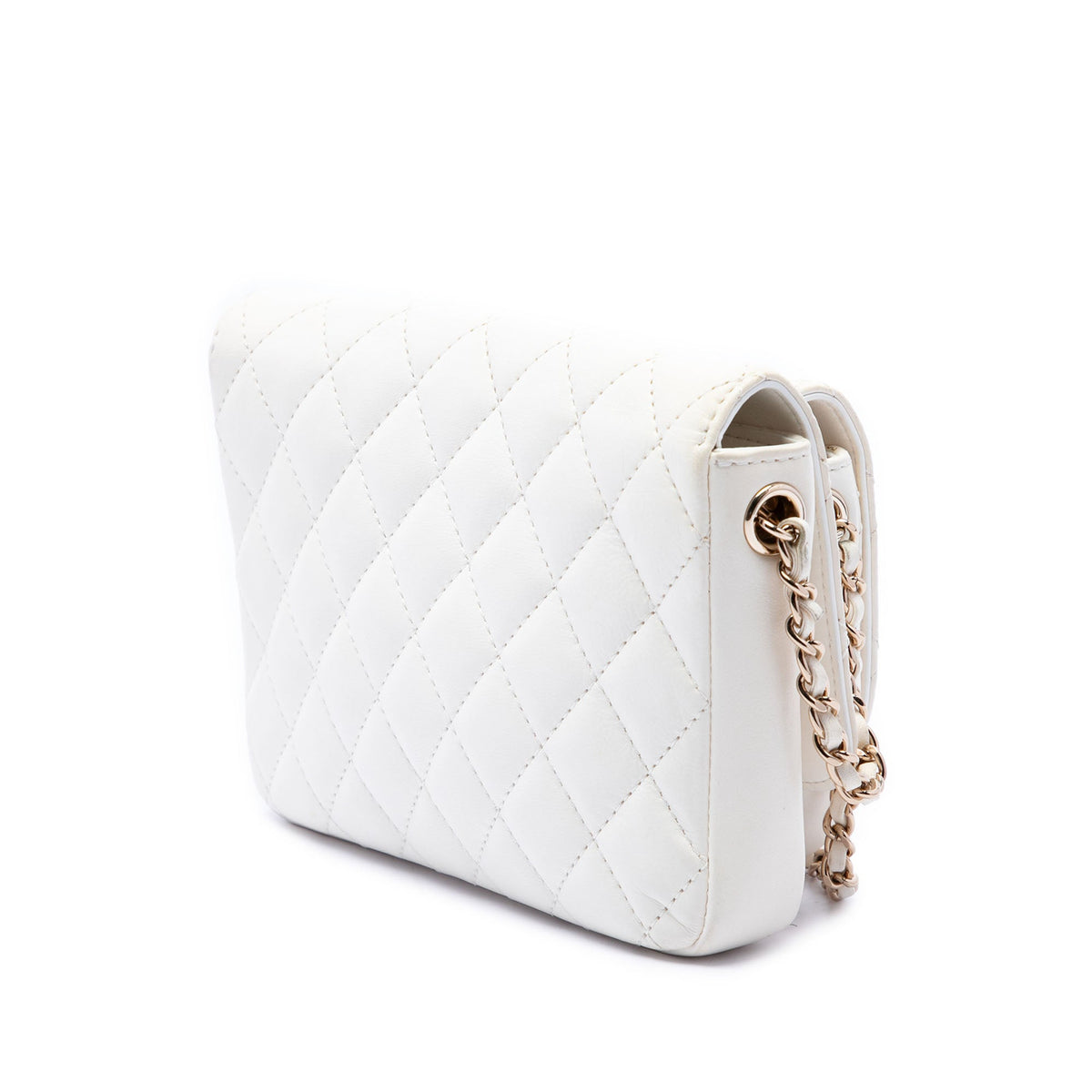 Chanel Quilted Lambskin Side Packs Flap — White