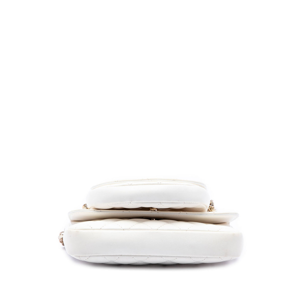 Chanel Quilted Lambskin Side Packs Flap — White