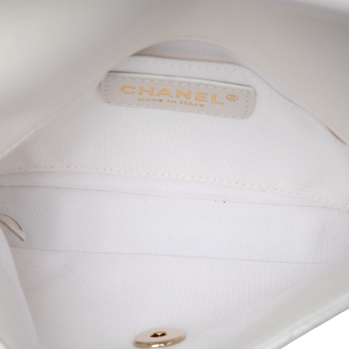 Chanel Quilted Lambskin Side Packs Flap — White