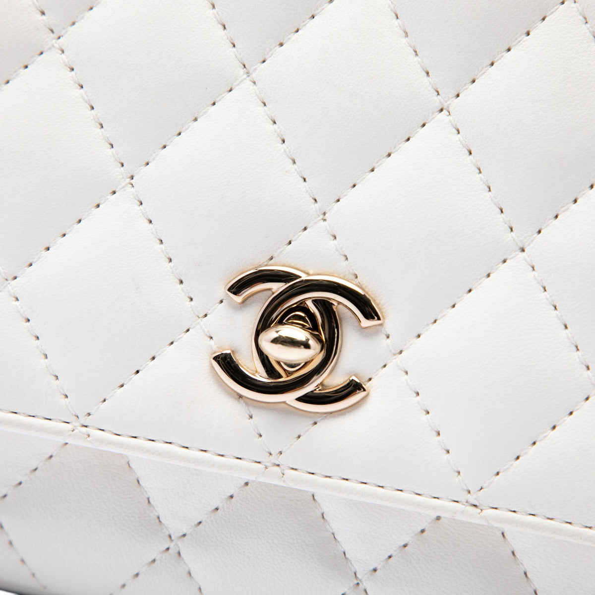 Chanel Quilted Lambskin Side Packs Flap — White