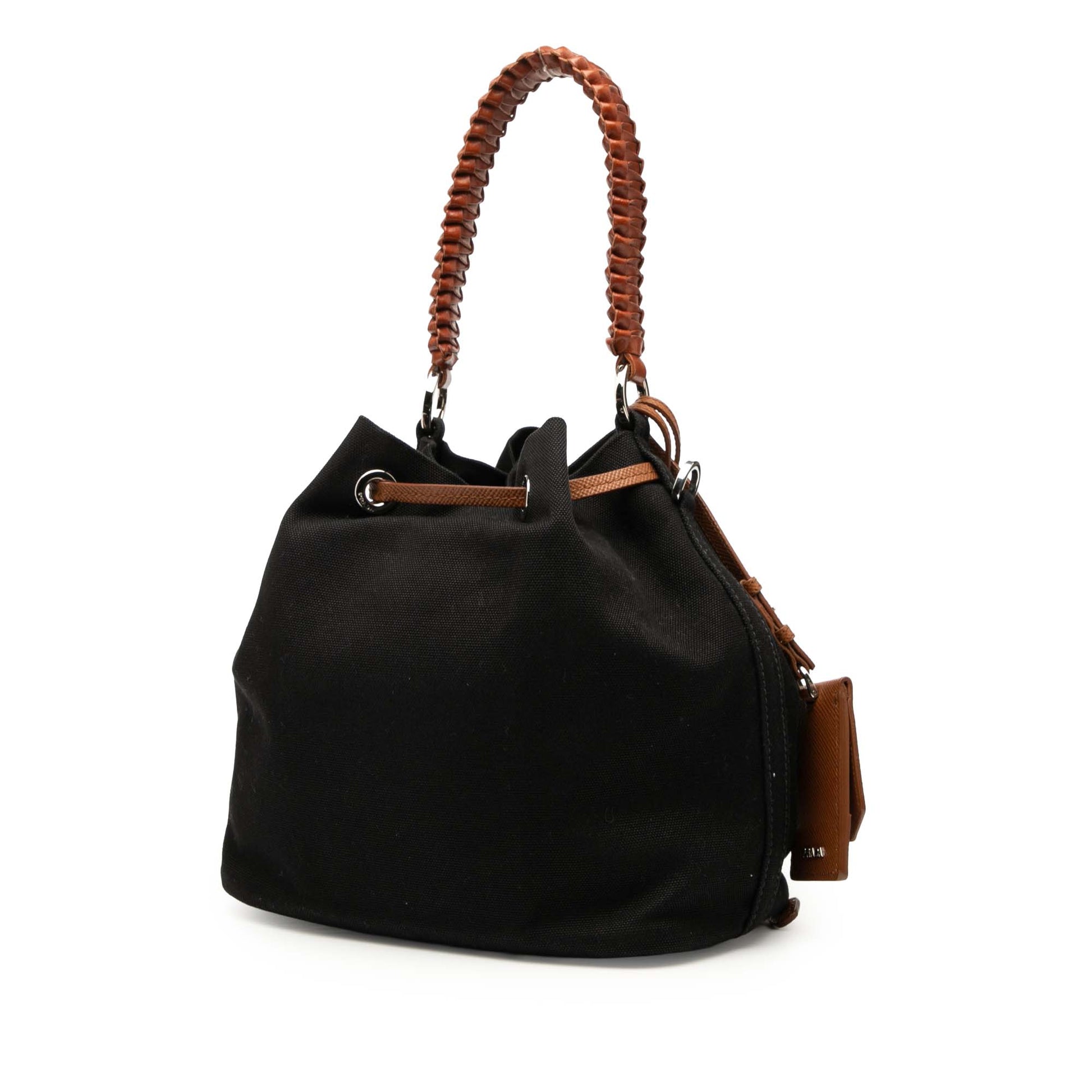 Prada Canvas Canapa Logo Bucket Bag