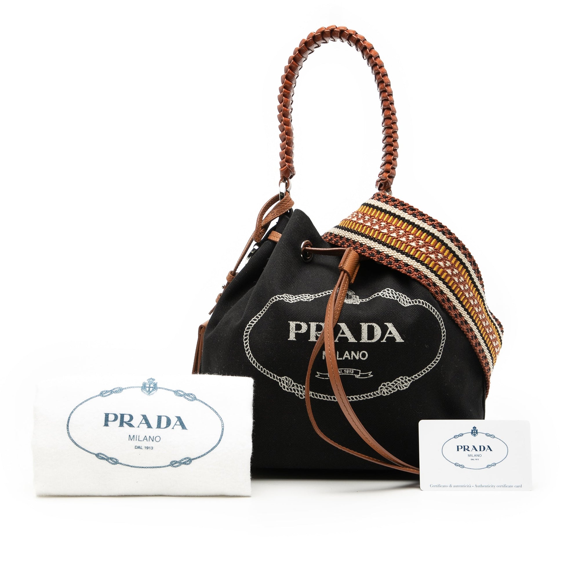Prada Canvas Canapa Logo Bucket Bag