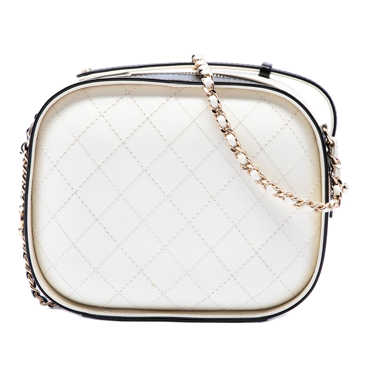 Chanel Small CC Quilted Crumpled Calfskin Vanity Case — White