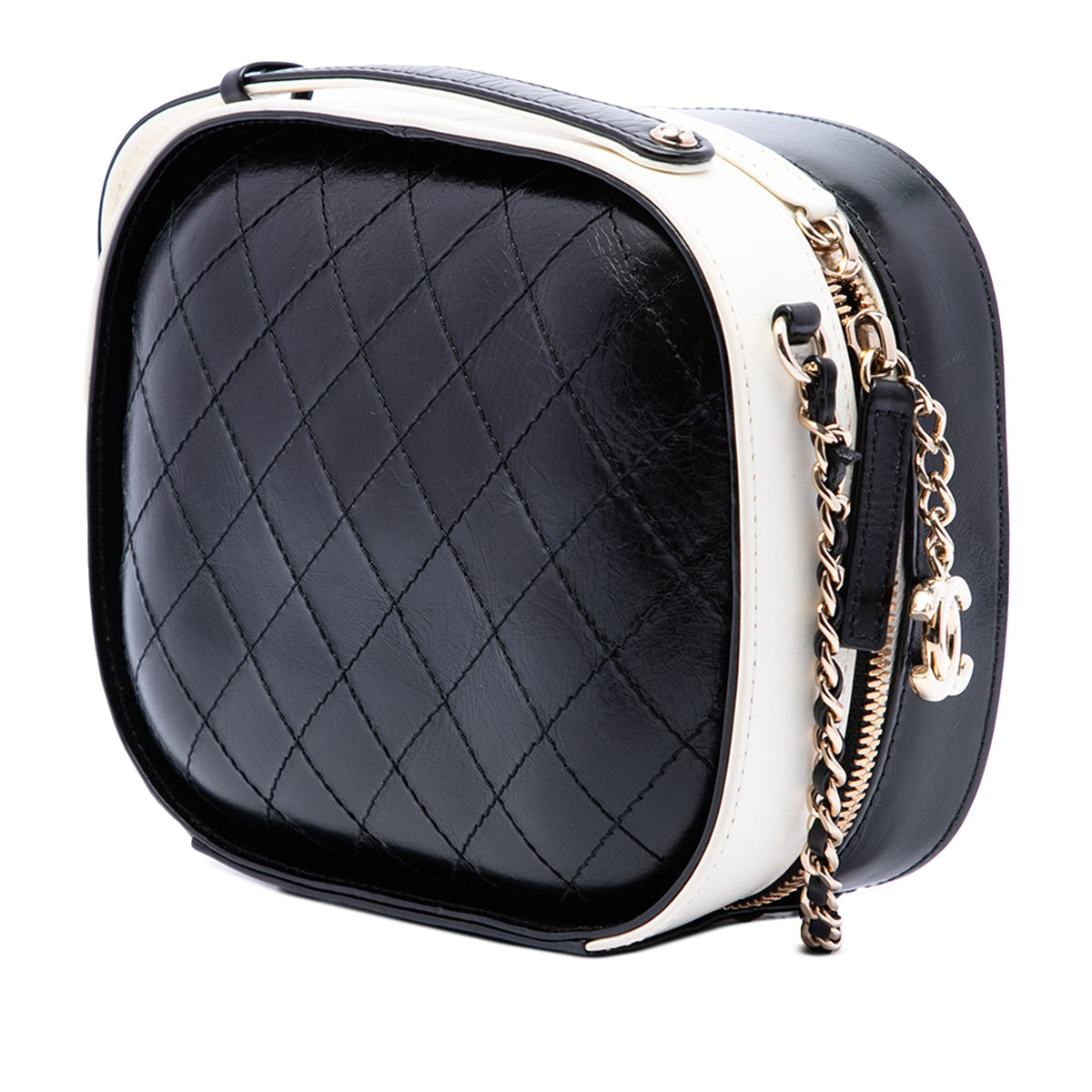 Chanel Small CC Quilted Crumpled Calfskin Vanity Case — White