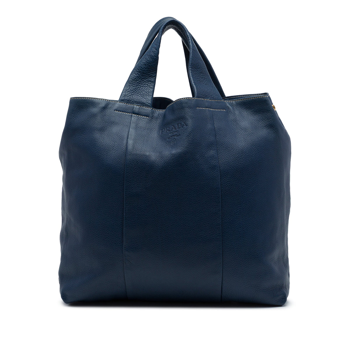 Prada Vitello Daino Shopper Tote — Blue