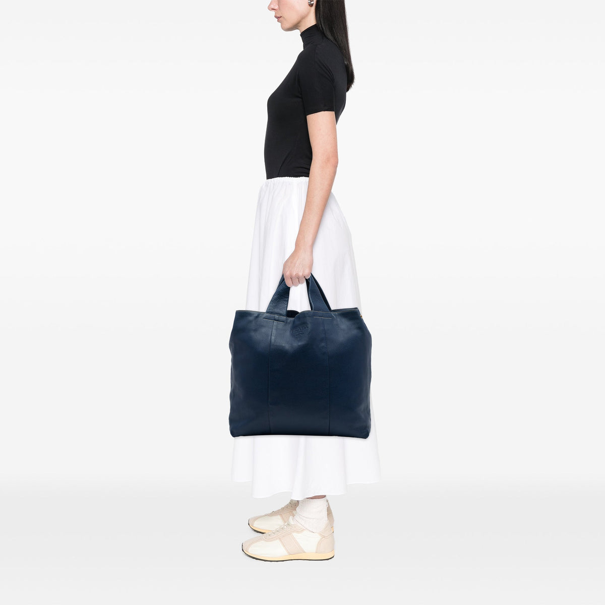Prada Vitello Daino Shopper Tote — Blue