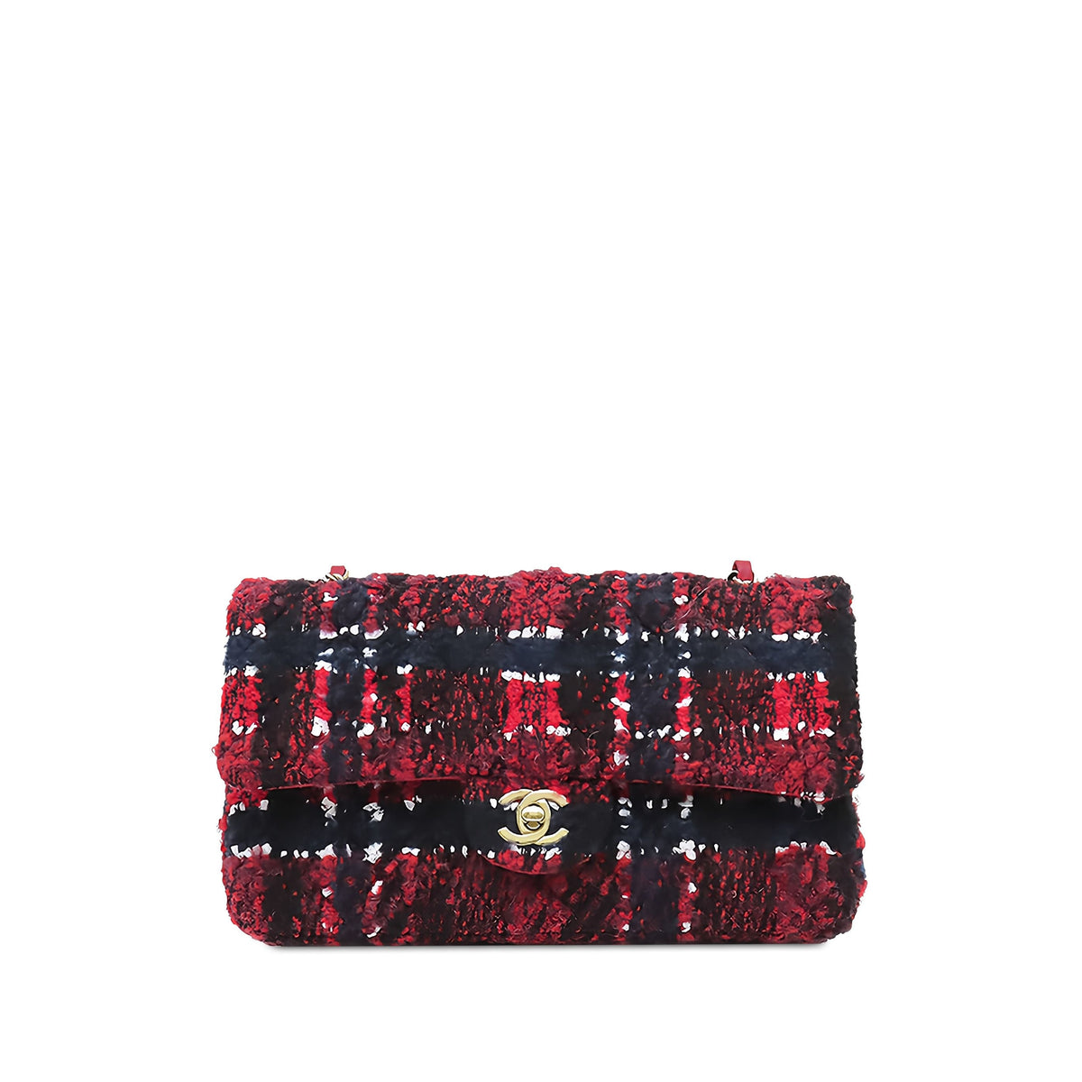 Chanel Medium Classic Tweed Double Flap — Red