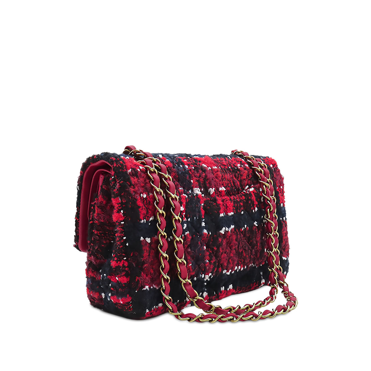 Chanel Medium Classic Tweed Double Flap — Red