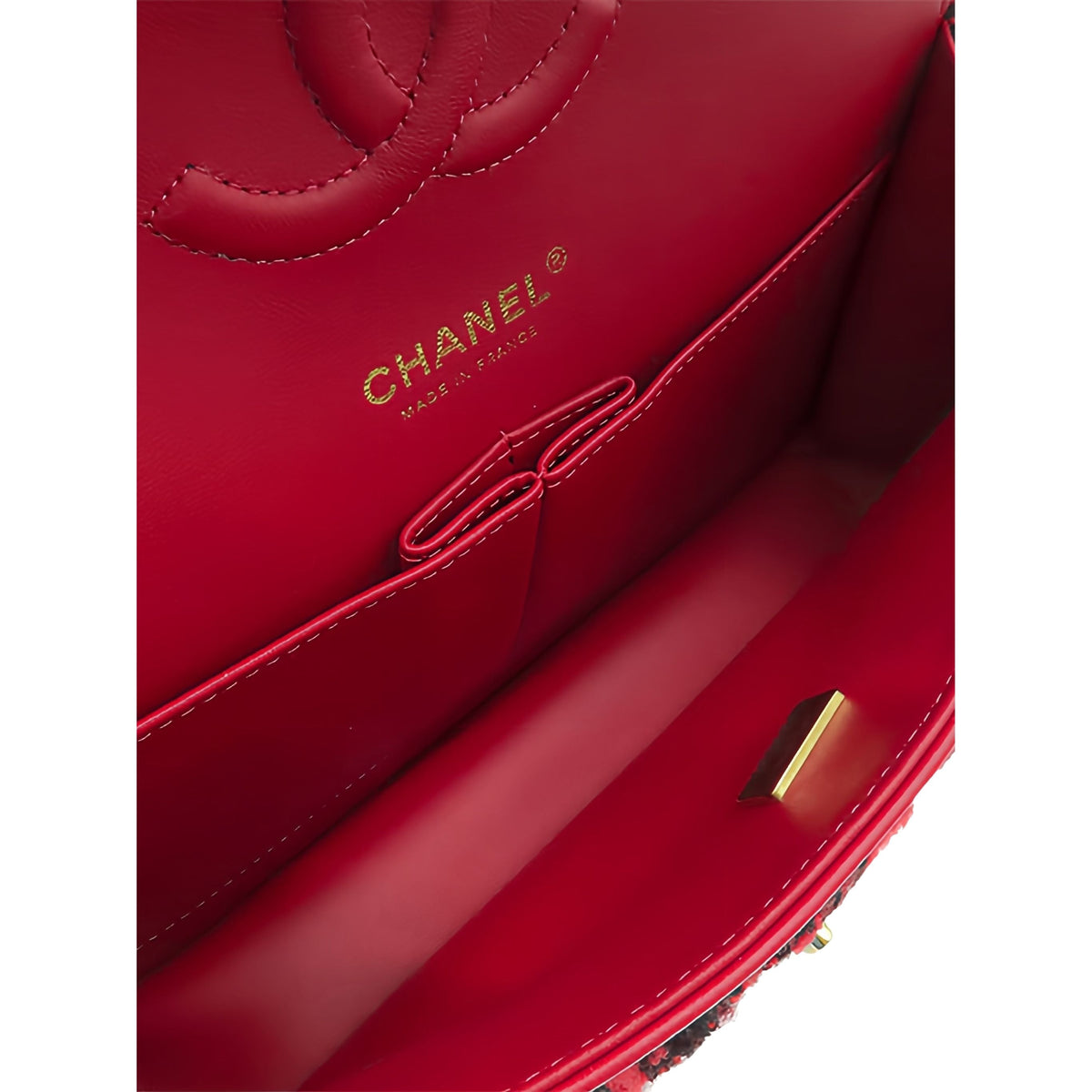 Chanel Medium Classic Tweed Double Flap — Red