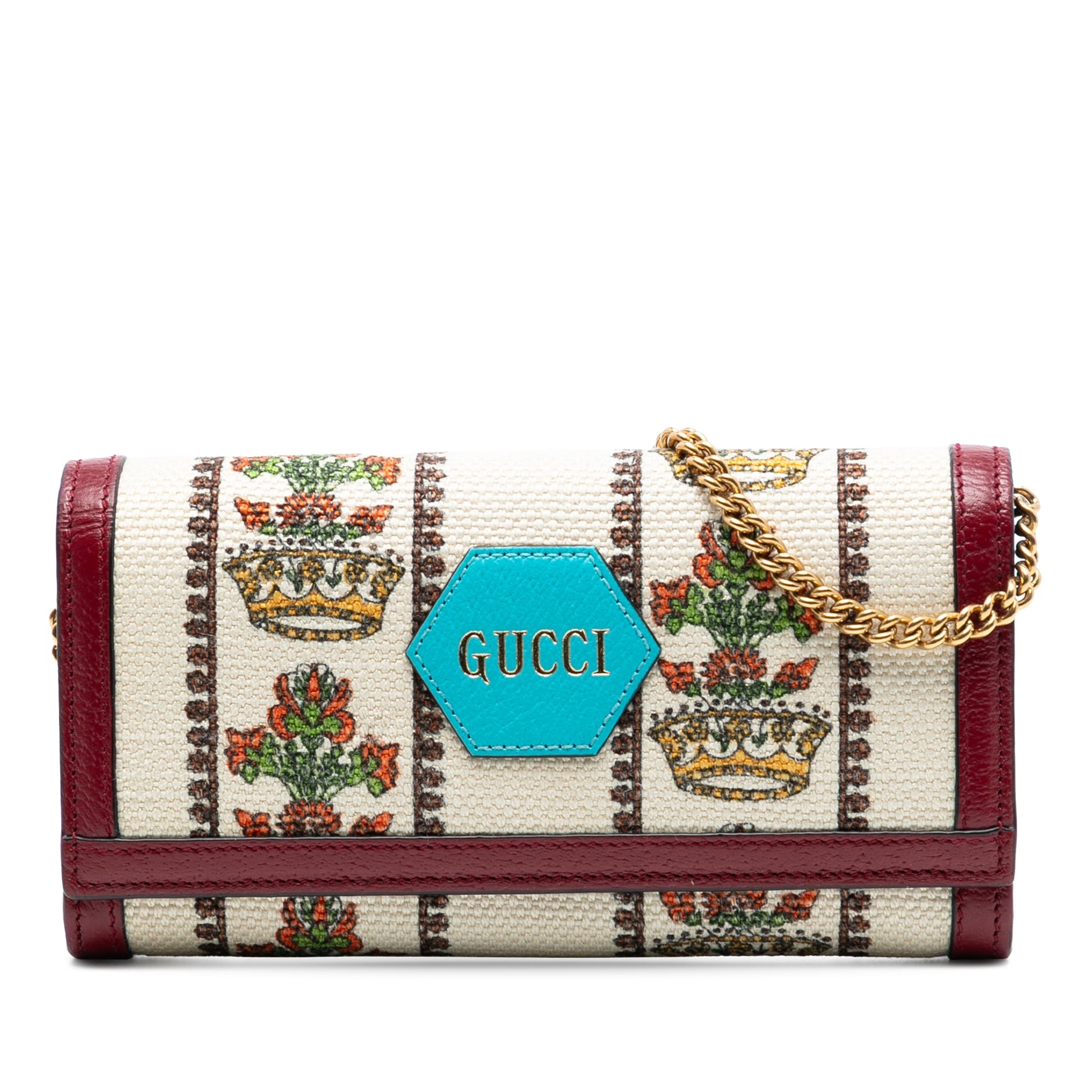 Gucci Canvas 100 Centennial Floral Crown Wallet On Chain