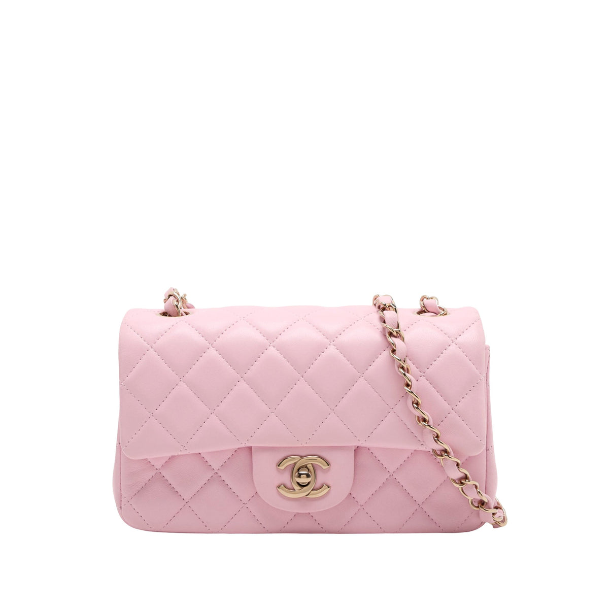 Chanel Mini Rectangular Classic Lambskin Single Flap — Pink