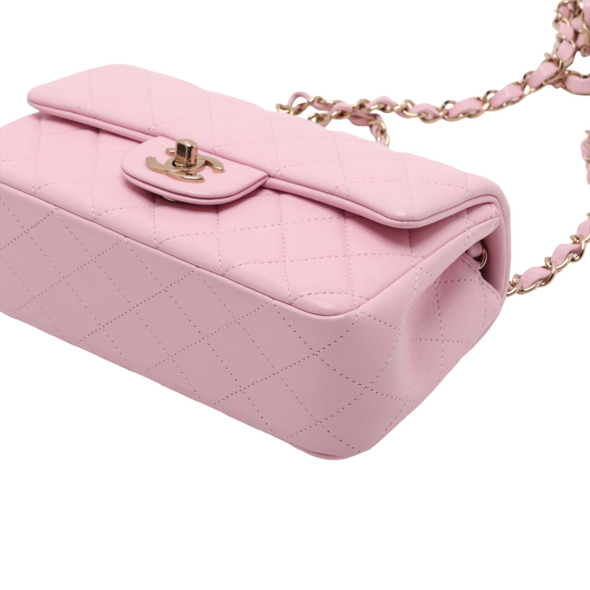 Chanel Mini Rectangular Classic Lambskin Single Flap — Pink