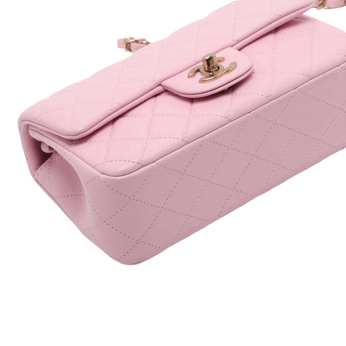 Chanel Mini Rectangular Classic Lambskin Single Flap — Pink