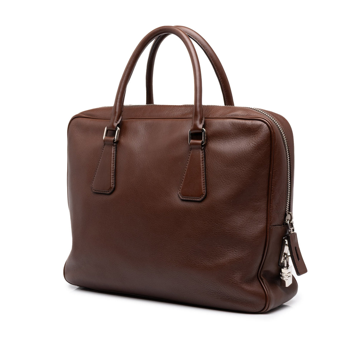 Prada Leather Business Bag — Brown