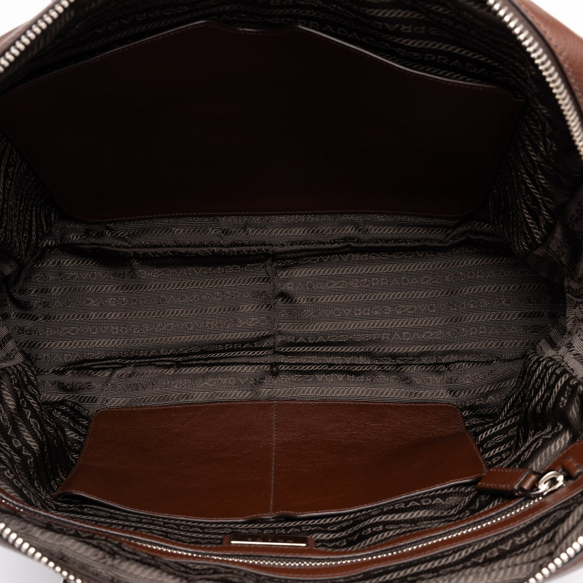 Prada Leather Business Bag — Brown