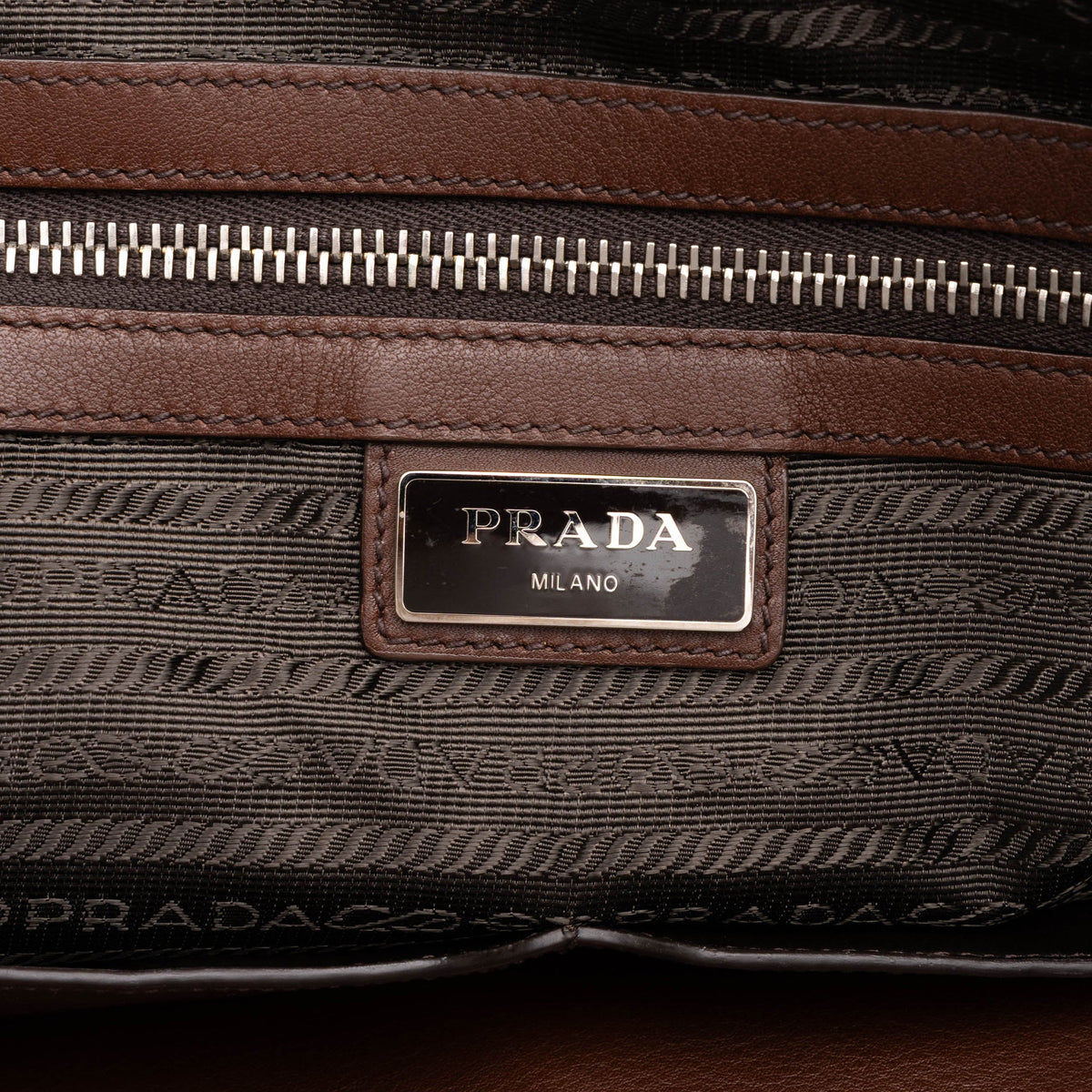 Prada Leather Business Bag — Brown