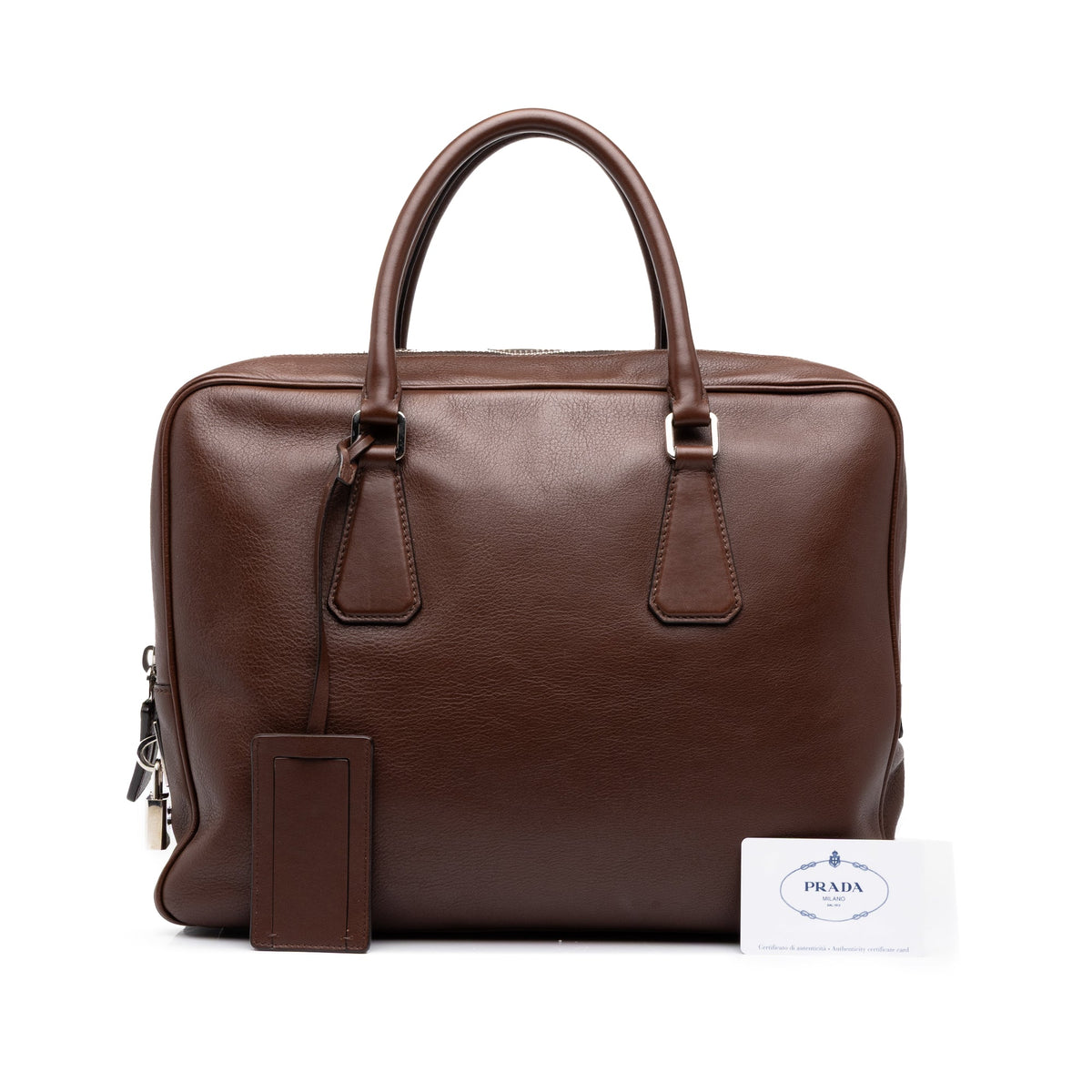 Prada Leather Business Bag — Brown