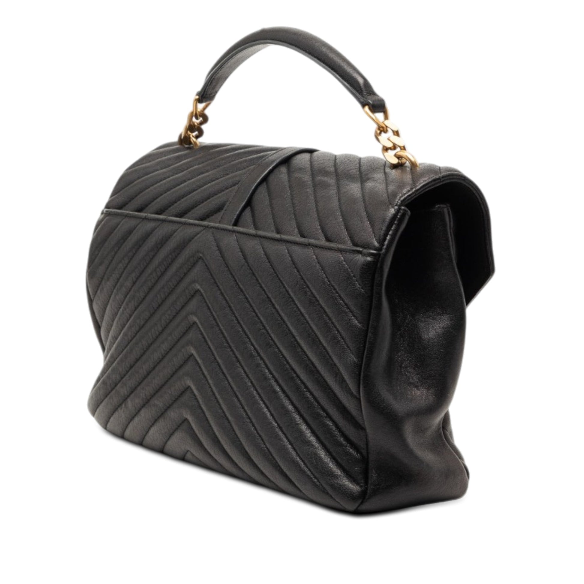 Saint Laurent Large Chevron Sheepskin Monogram College Satchel