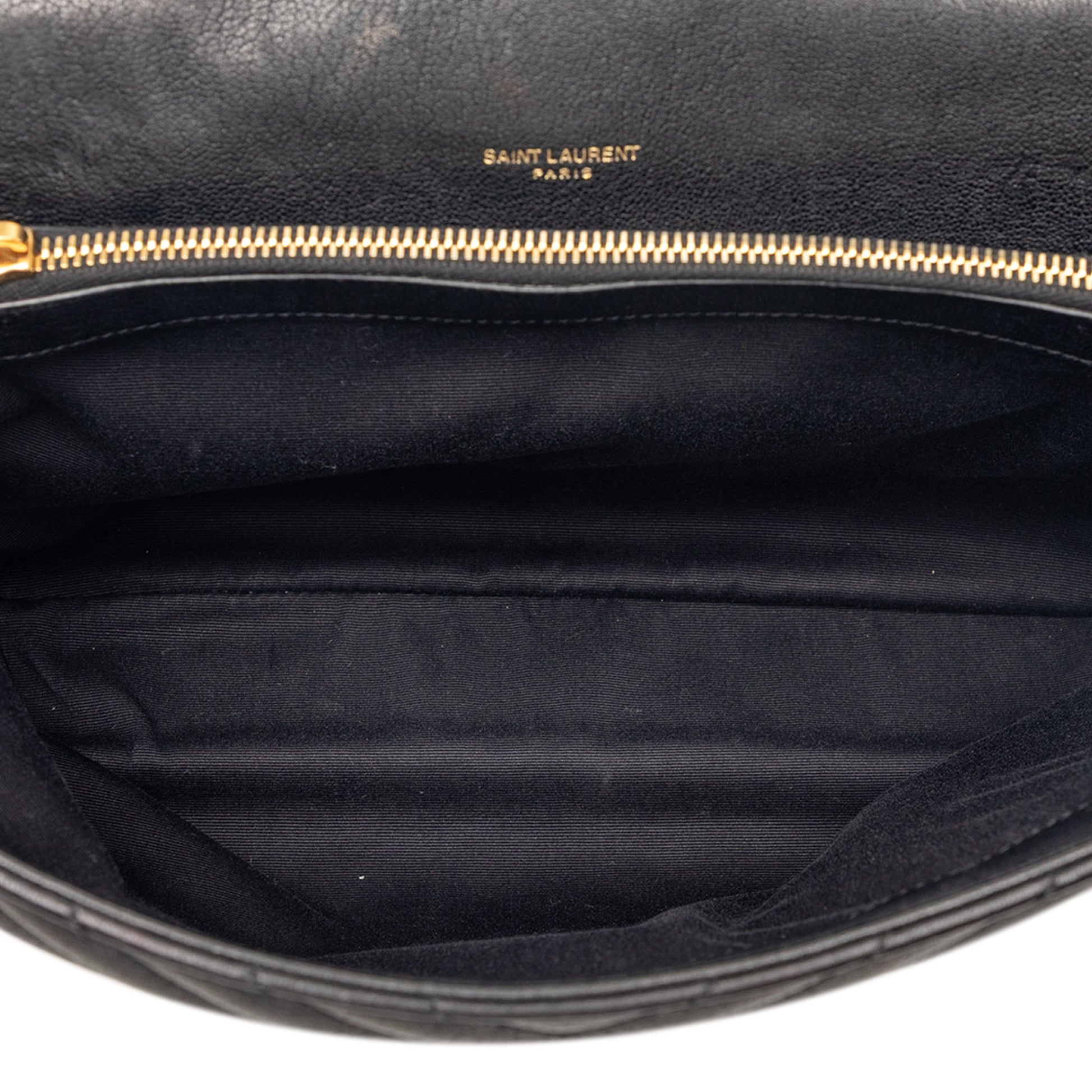 Saint Laurent Large Chevron Sheepskin Monogram College Satchel