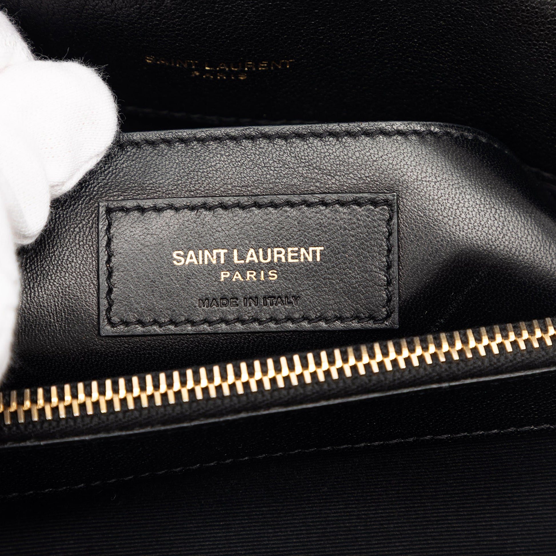 Saint Laurent Large Chevron Sheepskin Monogram College Satchel