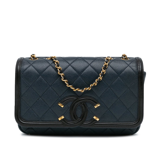 Chanel Small Bicolor Caviar CC Filigree Flap