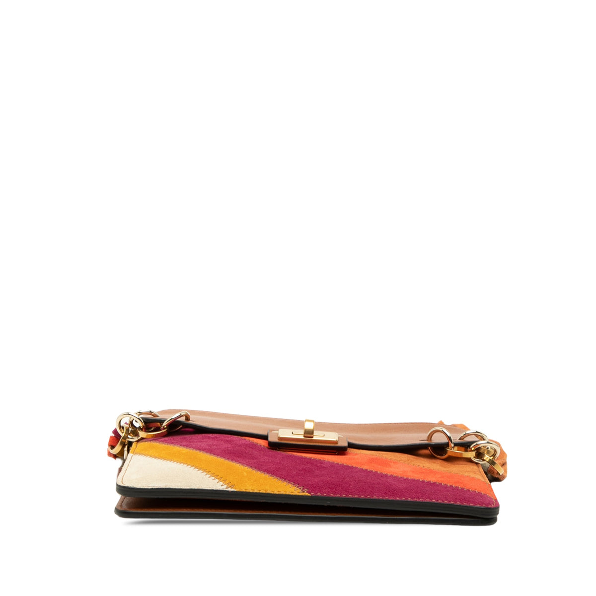 Chloé Small Calfskin and Suede Patchwork Fringe Jane Crossbody