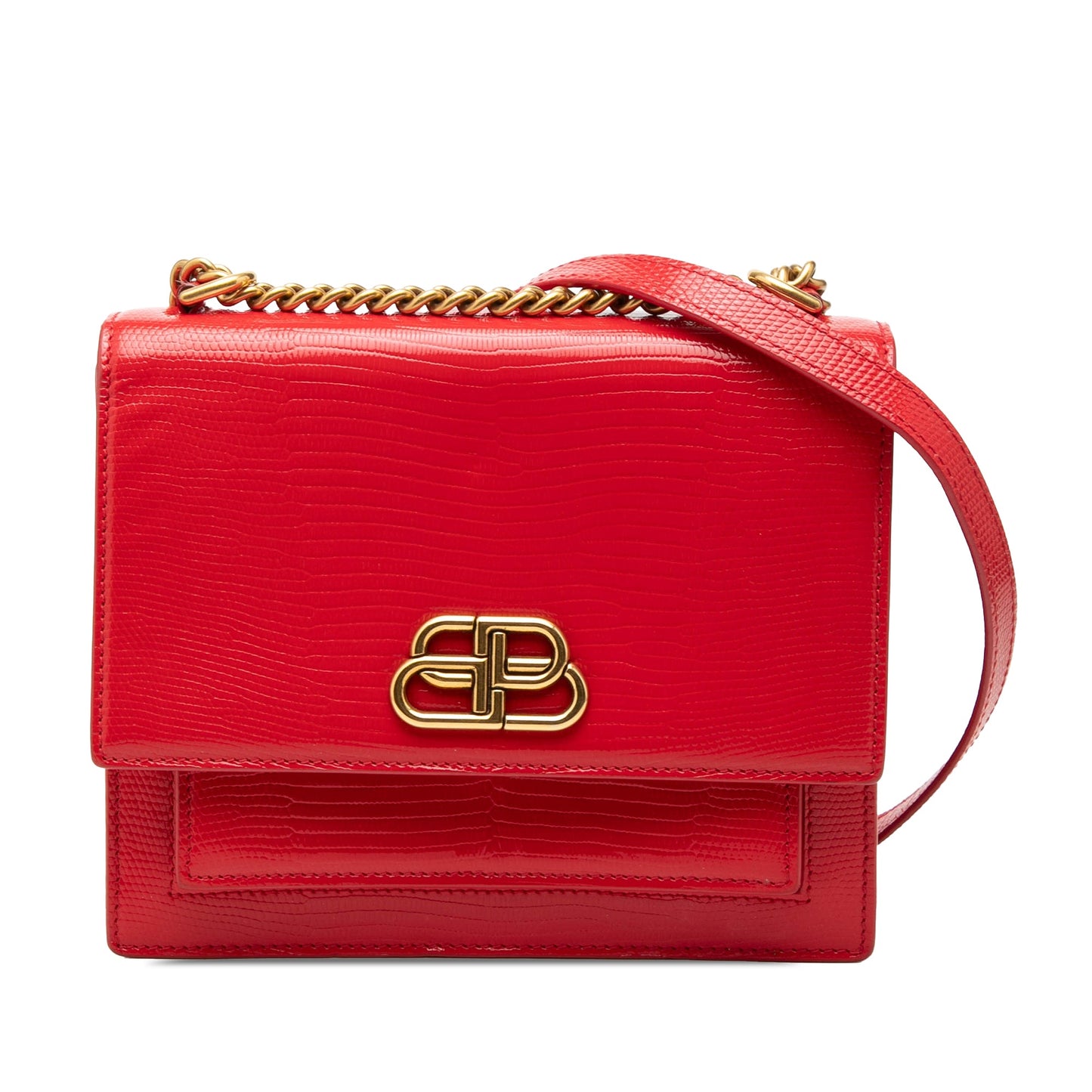 Balenciaga Embossed Patent Sharp S Chain Shoulder Bag