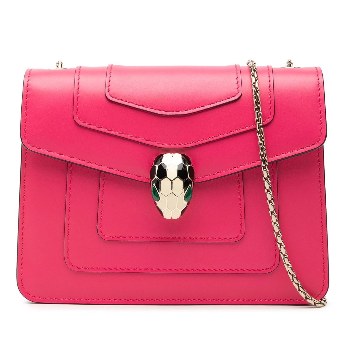 Bvlgari Small Leather Square Serpenti Forever Chain Crossbody