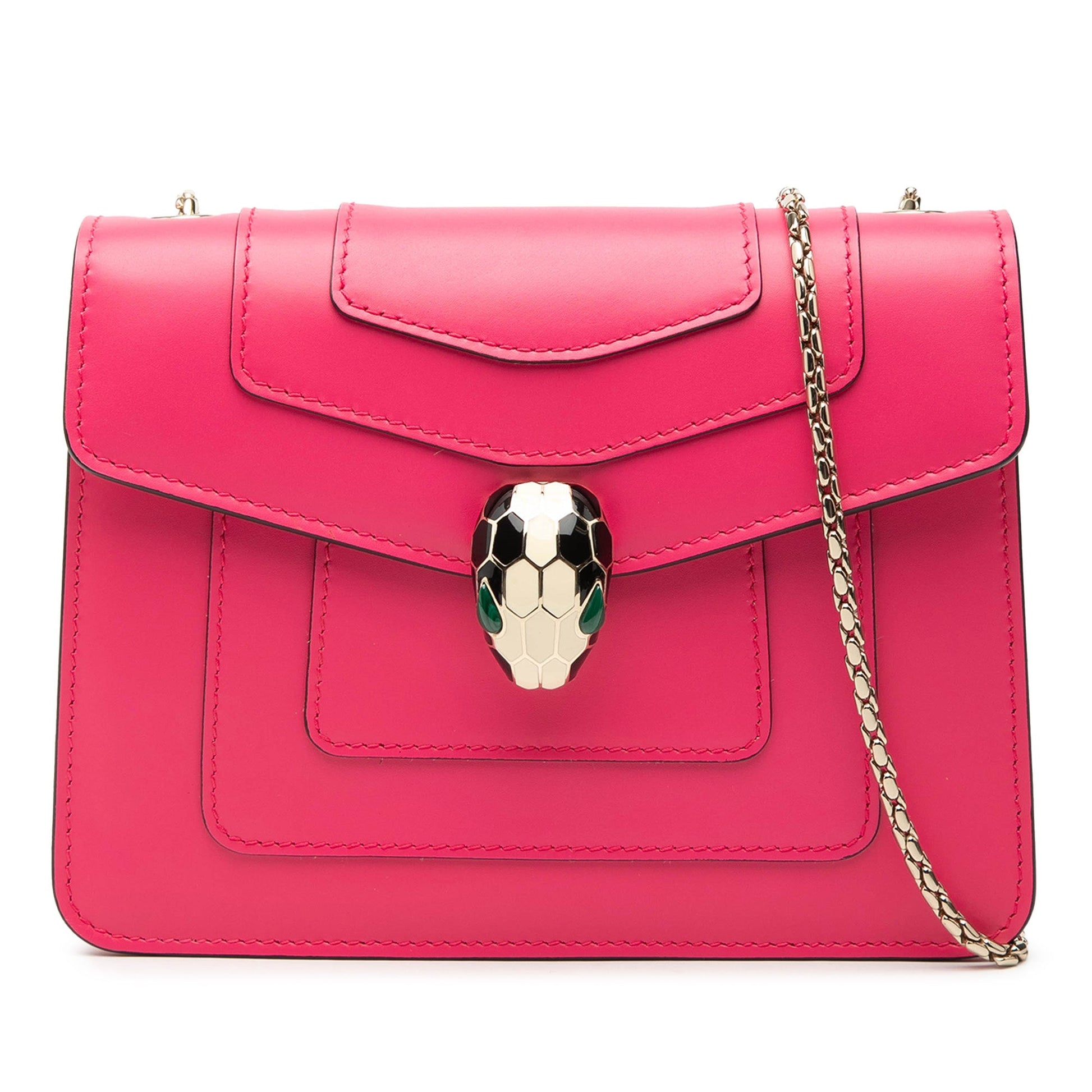 Bvlgari Small Leather Square Serpenti Forever Chain Crossbody