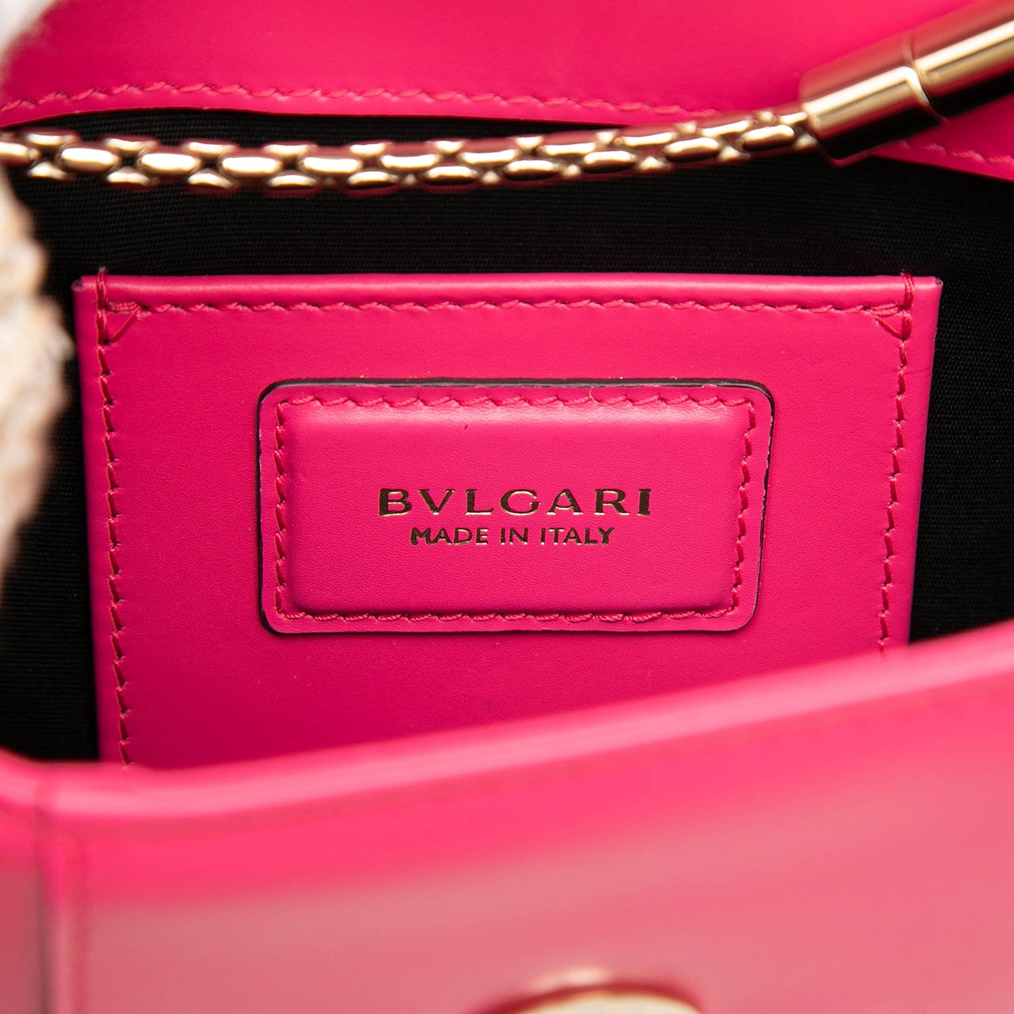 Bvlgari Small Leather Square Serpenti Forever Chain Crossbody