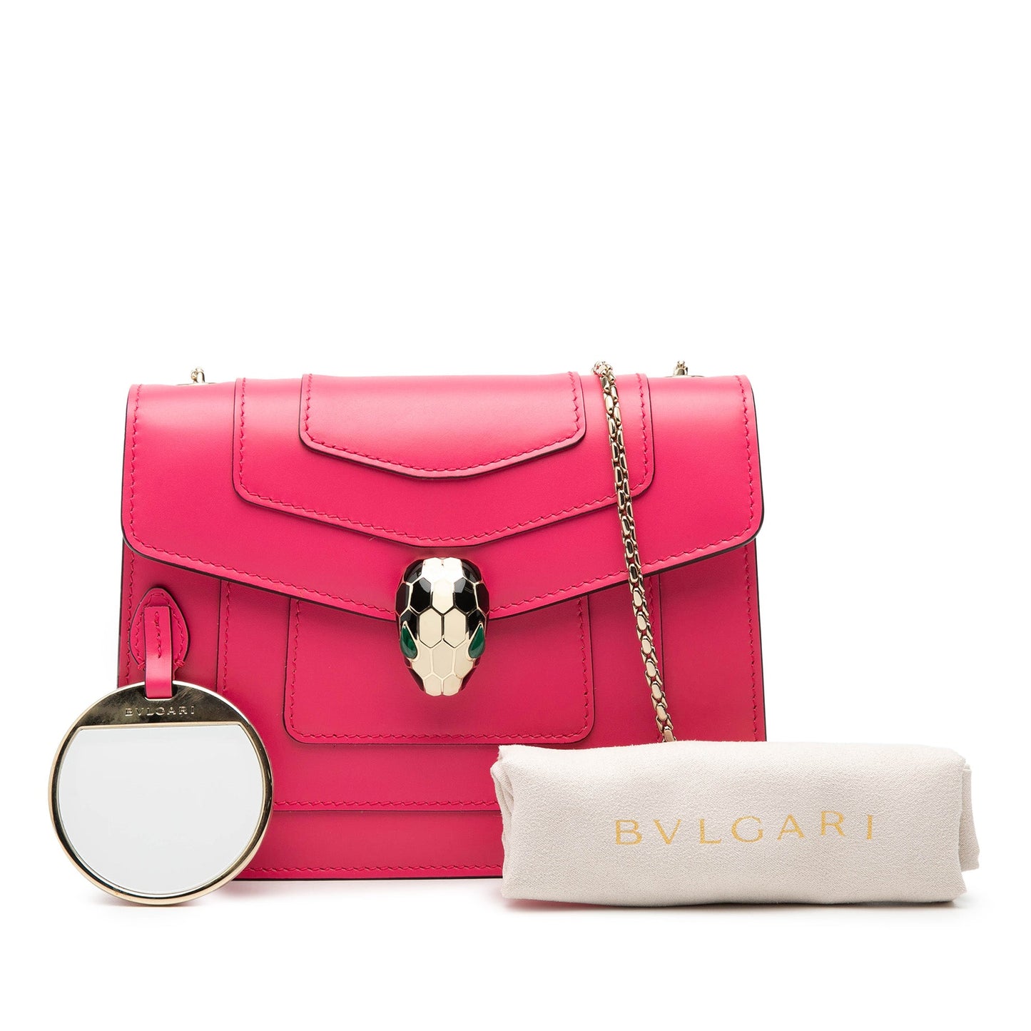Bvlgari Small Leather Square Serpenti Forever Chain Crossbody