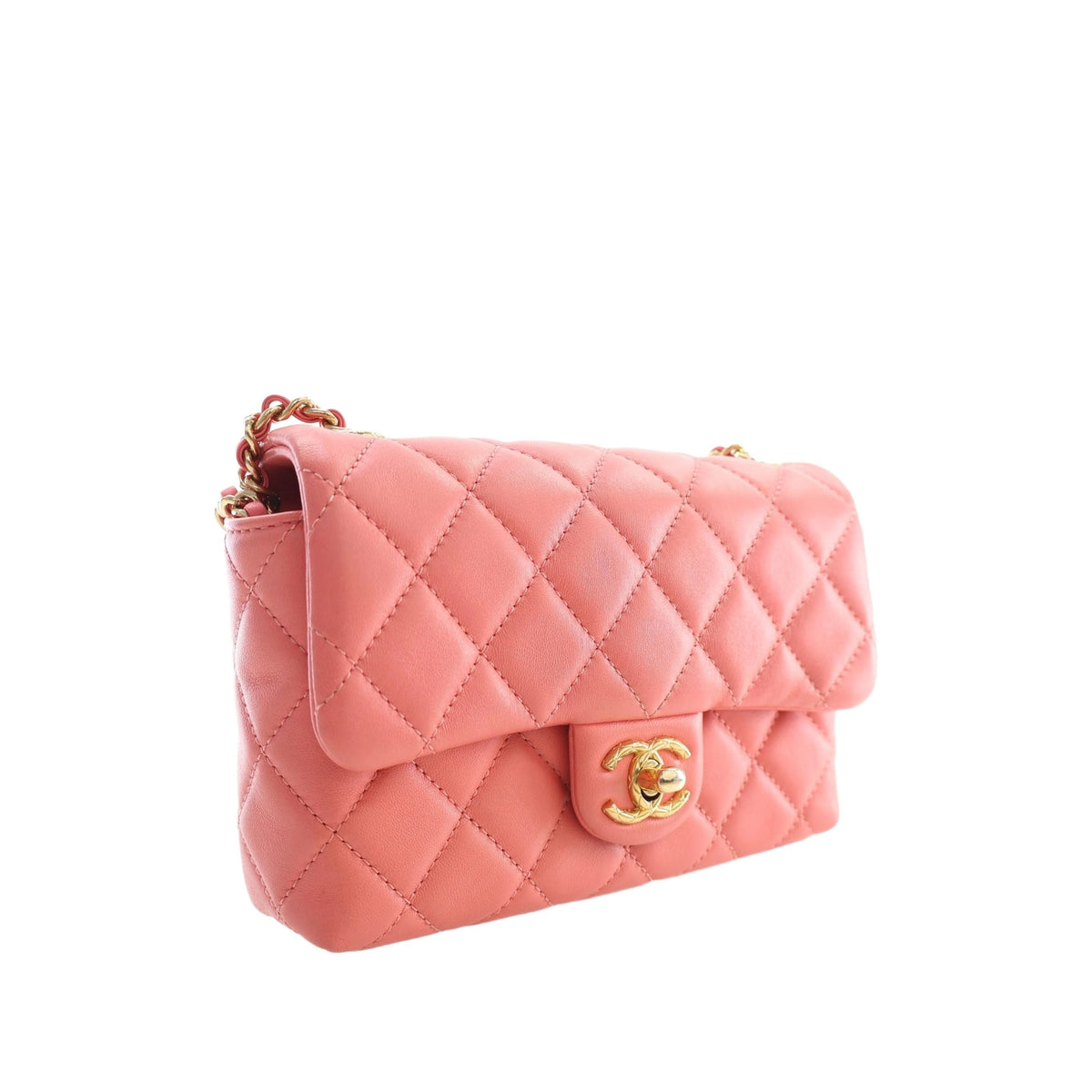 Chanel Mini CC Quilted Lambskin Chain Flap — Pink
