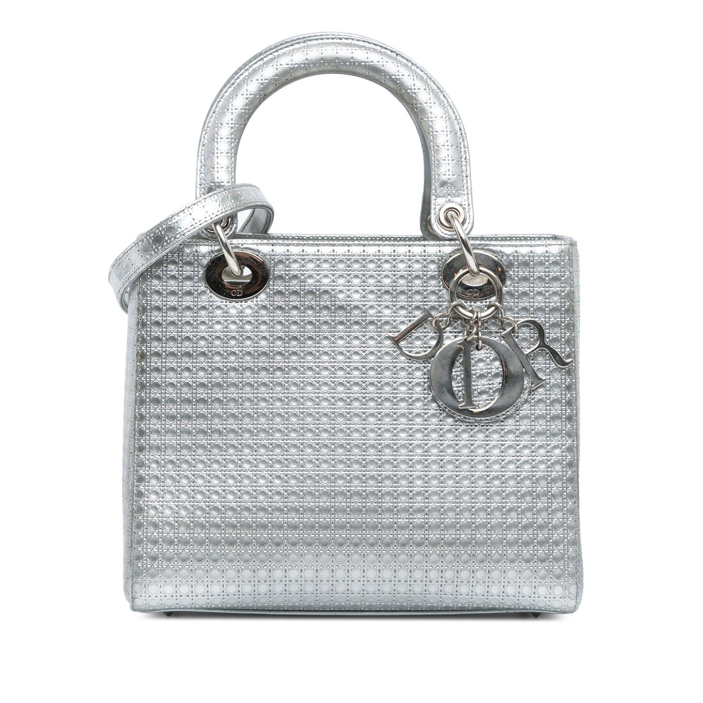 Dior Medium Metallic Patent Microcannage Lady Dior