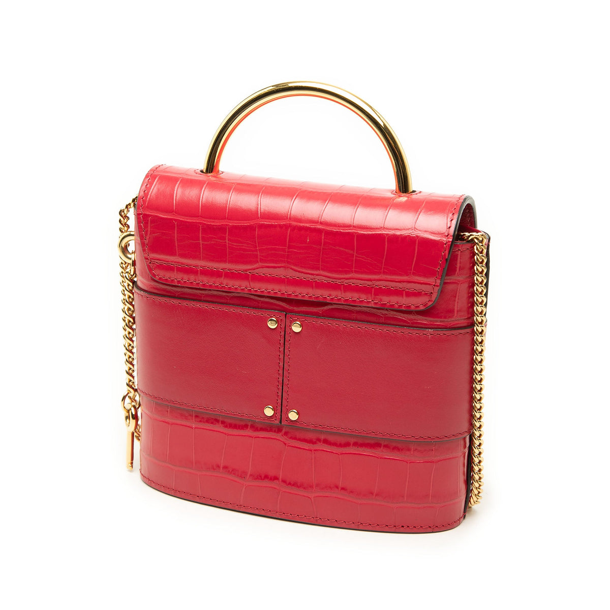 Chloé Croc Embossed Leather Aby Lock Satchel