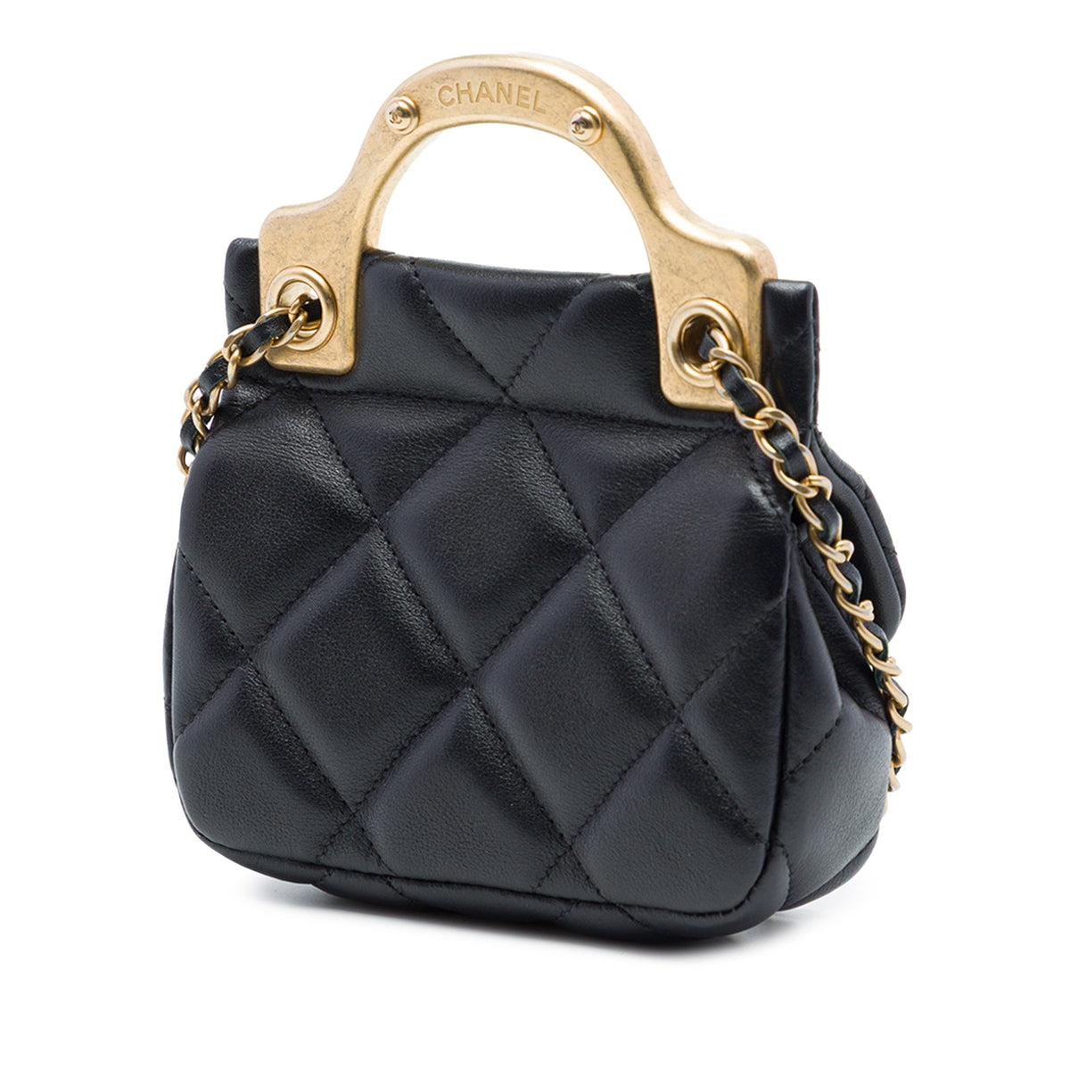 Chanel CC Quilted Calfskin Lady Card Holder with Chain Top Handle Bag