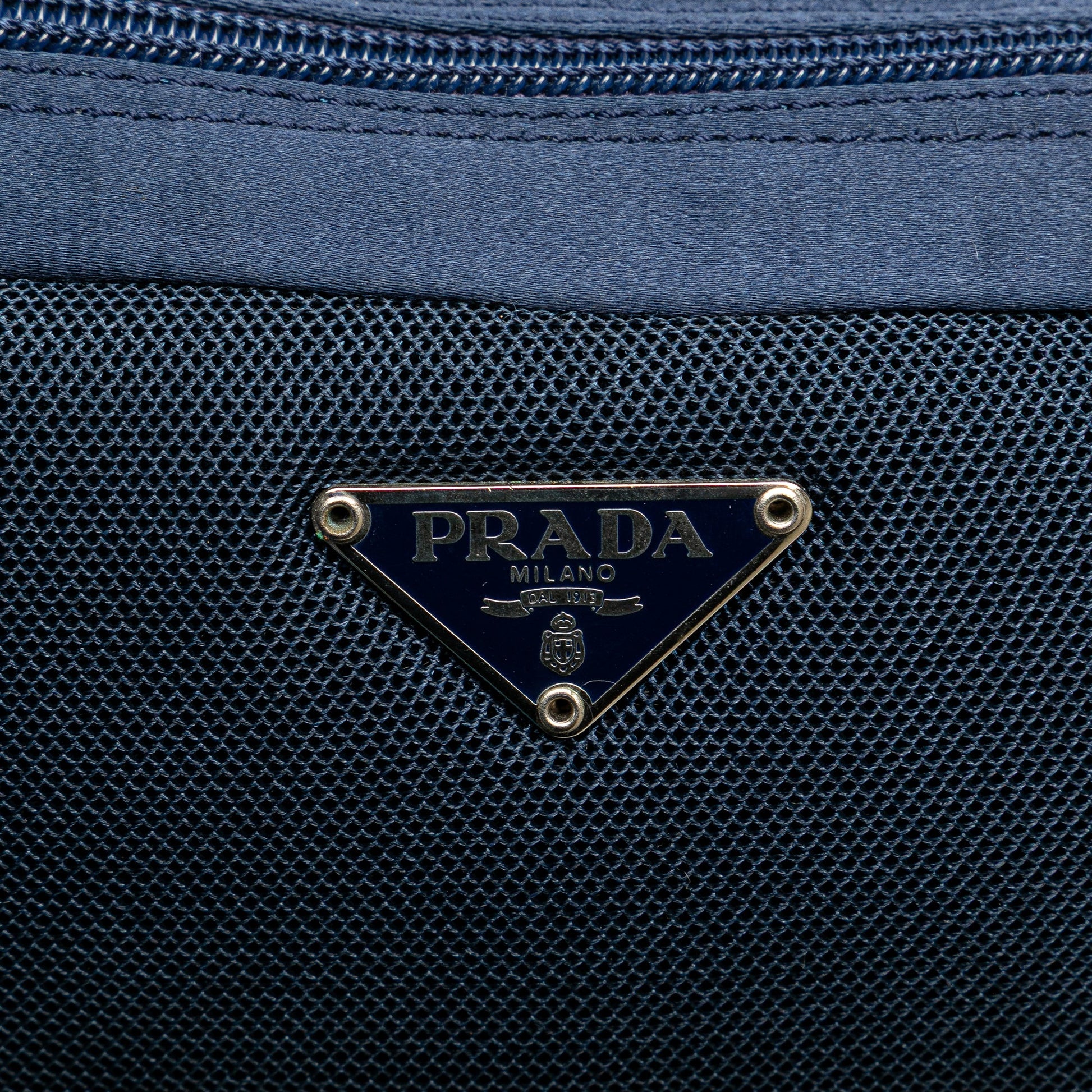 Prada Satin Trimmed Mesh Shoulder Bag