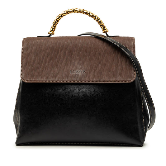 LOEWE Bicolor Leather Velazquez Twist Top Handle Bag