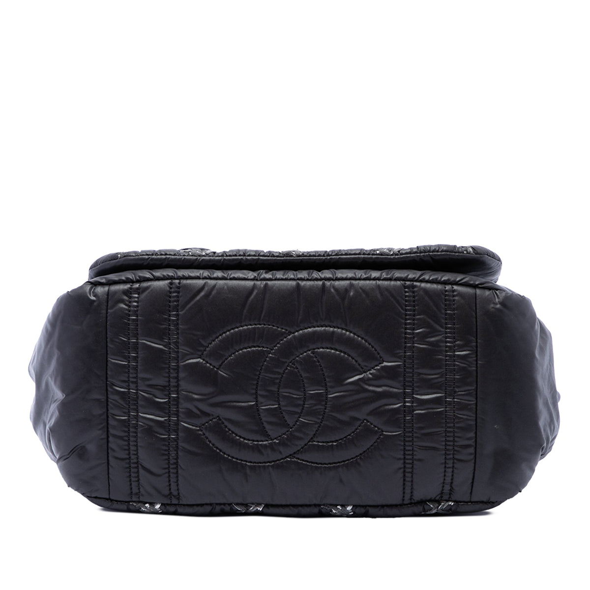 Chanel Paris Byzance Nylon Tweed On Stitch Bubble Accordion Flap — Black