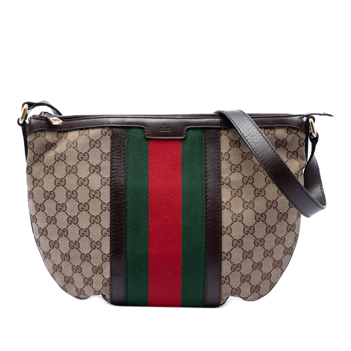 Gucci Medium GG Canvas Web Half Moon Crossbody