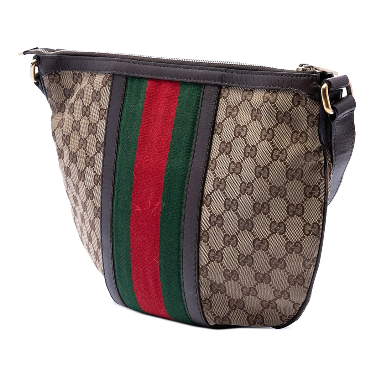Gucci Medium GG Canvas Web Half Moon Crossbody