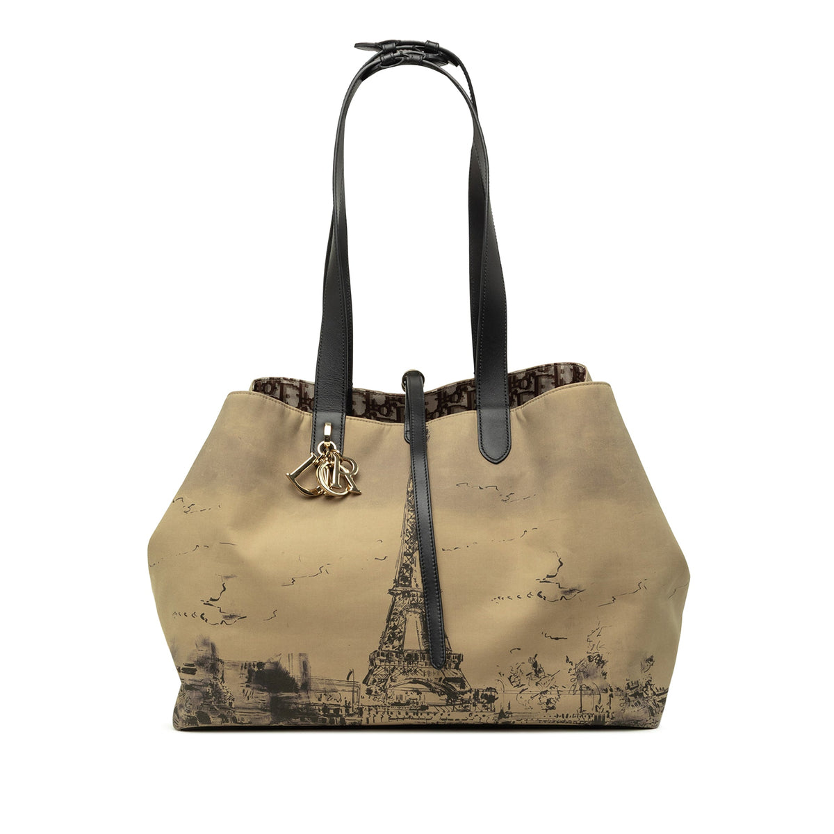 Dior Large Nylon Eiffel Tower Toujours Tote — Beige